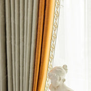 rideaux géométriques gris orange moderne élégants motifs dorés texturés double épais translucent