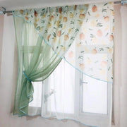 rideau fenêtre vert clair motif fruits blanc semi transparent contemporain