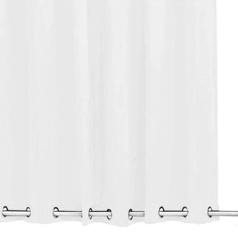 Rideau de douche blanc avec œillets en métal, design moderne et élégant, idéal pour salle de bain, facile à installer et entretenir, compatible avec différentes tailles de baignoire.