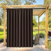 rideau extérieur pergola marron foncé tissu uni moderne haute opacité tringle