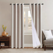 rideau fenetre beige crème lisse moderne opacité visible øillets métalliques tringle 100x250cm 150x250cm 200x250cm