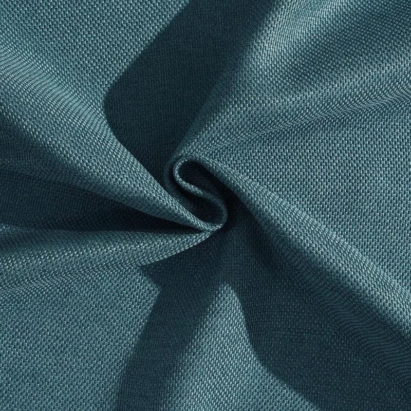 Texture en teinte bleu canard, caractérisée par un tissage serré et régulier, idéale pour la décoration intérieure et la confection de vêtements modernes. Évoque une ambiance apaisante et raffinée.