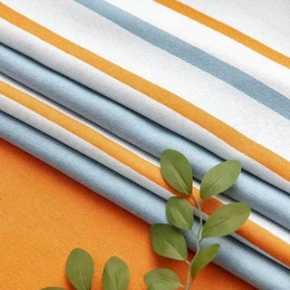 rideau fenêtre chambre orange bleu rayures horizontales semi translucides modernes minimalistes