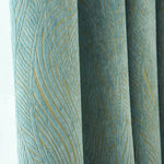 Rideaux élégants au design de feuilles en relief, teinte bleu-vert. Accessoire décoratif idéal pour un intérieur moderne et raffiné, apporte une touche de sophistication et de fraîcheur à votre espace de vie.