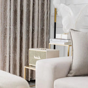 rideau cuisine opaque motif floral texture élégante beige gris doré