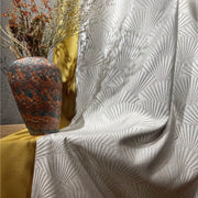 rideau fenêtre double battant gris jaune marron motifs géométriques art déco vintage