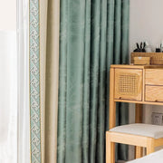 rideau fenetre vert geometrique moderne opaque voilage transparent beige blanc