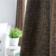 rideau moderne opaque marron foncé voilage transparent beige blanc texture croisée