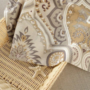 rideau motif floral complexe beige marron gris élégant opacité moyenne oriental traditionnel
