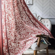 rideau imprimé floral rouge bordeaux motifs végétaux semi transparent vintage øillet métallique