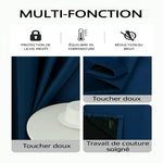 Présentation des fonctions multiples d’un rideau thermique et occultant : toucher doux, couture soignée, protection de la vie privée, réduction du bruit et isolation.