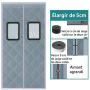 rideau isolant thermique gris losange quilting velcro aimants moderne porte