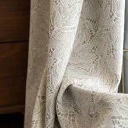 rideau tissu ajouré motifs floraux blanc cassé gris foncé bohème romantique vintage transparent