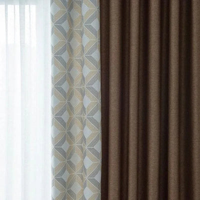 Rideau moderne avec motifs géométriques et couleur brune. Ce rideau élégant est idéal pour ajouter une touche contemporaine à votre intérieur. Il offre un excellent contrôle de la luminosité tout en apportant une touche décorative unique à vos pièces. Parfait pour le salon, la chambre ou le bureau, il s'harmonise facilement avec divers styles de décoration.