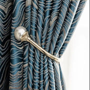 rideau moderne élégant bleu foncé beige motif ondulé voilage transparent intérieurDecorationInteriorModernElegantBlueDarkBeigeWavyPatternSheerCurtainInteriorDesign