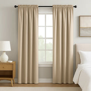 rideau taupe lisse moderne 150cm large tringle minimaliste chambre salon filtration lumière