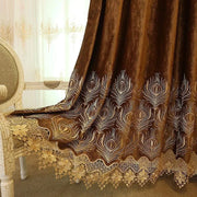 rideau marron velours plumes paon transparent voilage opaques élégants dentelle tringle