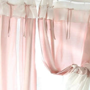 rideaux rose clair blanc rubans satin marron semi transparents romantique shabby chic tringle métallique