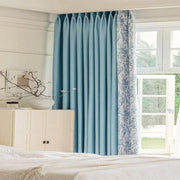 rideau occultant bleu motif floral tissu lisse opacité classique chambre coucher