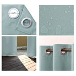 Voilage imperméable bleu clair, idéal pour les espaces extérieurs. Avec des œillets robustes de 7 cm de diamètre, il assure un accrochage facile et sécurisé. Son design élégant et sa capacité à réduire l'entrée de lumière en font un ajout parfait pour les patios et jardins. Ce rideau offre une solution esthétique pour protéger votre espace des intempéries.