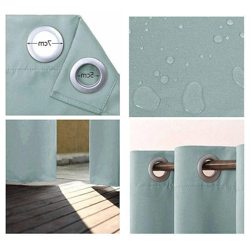 Voilage imperméable bleu clair, idéal pour les espaces extérieurs. Avec des œillets robustes de 7 cm de diamètre, il assure un accrochage facile et sécurisé. Son design élégant et sa capacité à réduire l'entrée de lumière en font un ajout parfait pour les patios et jardins. Ce rideau offre une solution esthétique pour protéger votre espace des intempéries.