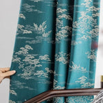 Rideau décoratif de couleur turquoise avec motifs floraux printaniers, parfait pour ajouter une touche élégante et apaisante à votre intérieur. Accessoire idéal pour rehausser la décoration de toute pièce de la maison, offrant une ambiance sereine et stylée.