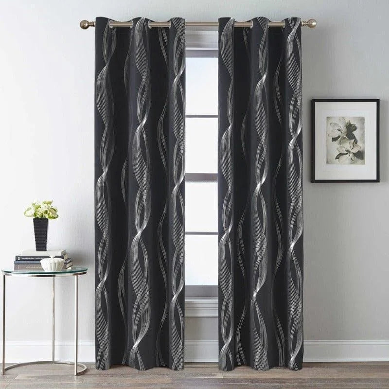 Rideaux élégants au design moderne avec motifs ondulés en noir et blanc, parfaits pour ajouter une touche chic à votre salon ou chambre. Installation facile grâce aux œillets intégrés. Harmonisez votre intérieur avec ce rideau contemporain idéal pour filtrer la lumière tout en améliorant l'esthétique de la pièce.
