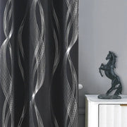 rideau occultant noir moderne tissu texturé motifs lignes élégant intérieur tringle deux pièces