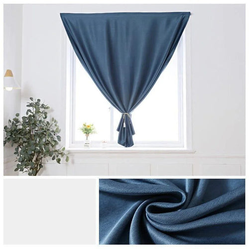 Grand rideau bleu pour fenêtre, design élégant avec nouage central, idéal pour chambre ou salon, ajoutant une touche de sophistication à tout intérieur moderne. Convient pour créer une atmosphère chaleureuse et accueillante.