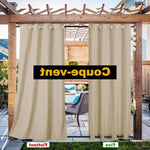 Rideaux d'extérieur beige pour pergola, design coupe-vent, idéal pour protéger votre terrasse des intempéries et créer un espace cosy et abrité. Accessoire parfait pour embellir votre jardin tout en ajoutant une touche d'intimité.