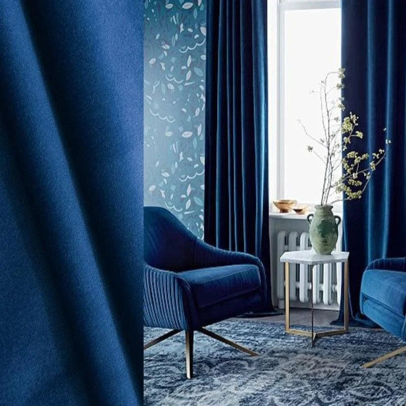 Rideaux bleus élégants pour salon moderne, ajoutent une touche de sophistication à votre intérieur. Associez-les à des fauteuils confortables et un tapis assorti pour un style harmonieux. Idéal pour créer une atmosphère cosy et accueillante dans votre espace de vie. Optimisez votre décoration avec ces magnifiques rideaux bleus.