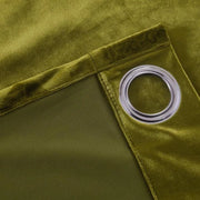 rideau occultant vert olive velours élégant classique opacité totale tringle inclusion deux rideaux decoration