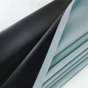 rideau extérieur moderne noir bleu turquoise tissu texturé opaque tringle dorée résistant intempéries