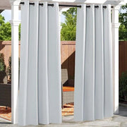 rideau pergola extérieur blanc gris texturé moderne opacité totale tringle métalliques