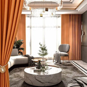 rideau orange plissé moderne opacité variable tringle gris élégant isolation thermique