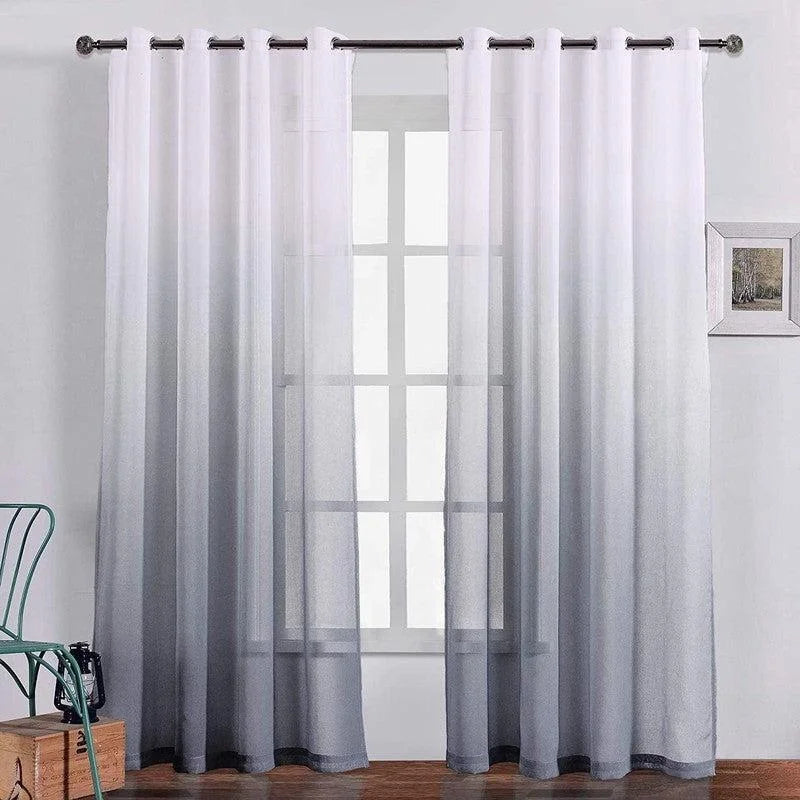 Rideaux dégradés modernes pour salon, offrant élégance et luminosité. Design contemporain, parfait pour sublimer la décoration intérieure. Accessoire idéal pour personnaliser vos fenêtres avec style. Convient à diverses ambiances intérieures.