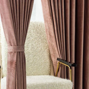 rideau élégant rose saumon mauve texturé plis verticaux opaques intérieur dressing