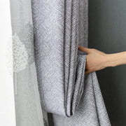 rideau géométrique opaque voilage feuilles moderne gris blanc tassons décor