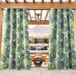 Rideaux décoratifs à motif de feuillage vert pour pergola, apportant une touche naturelle et élégante à l'espace extérieur. Ces rideaux apportent intimité et esthétique à votre terrasse tout en se mariant parfaitement avec un décor moderne et chic. Parfaits pour embellir une véranda ou un espace de détente en plein air.