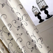 rideau salon floral beige noir violet opacité moyenne décoration vintage