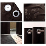 Rideau extérieur imperméable marron avec oeillets, protection solaire, design élégant, parfait pour terrasse et jardin. Taille expressément mentionnée dans l'image, adapté pour utilisation en plein air et résistance aux intempéries. Idéal pour créer un espace ombragé tout en ajoutant une touche esthétique à votre extérieur.