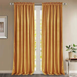 Paire de rideaux orange lumineux pour salon avec tige traditionnelle, accent moderne et élégant pour fenêtres, ajout esthétique pour la décoration intérieure, ambiance chaleureuse et accueillante, idéal pour le contrôle de la lumière et l'intimité.