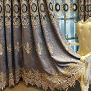 rideau opaque motif floral gris foncé or bleu texturé transparent métalliqueSizeMode=14