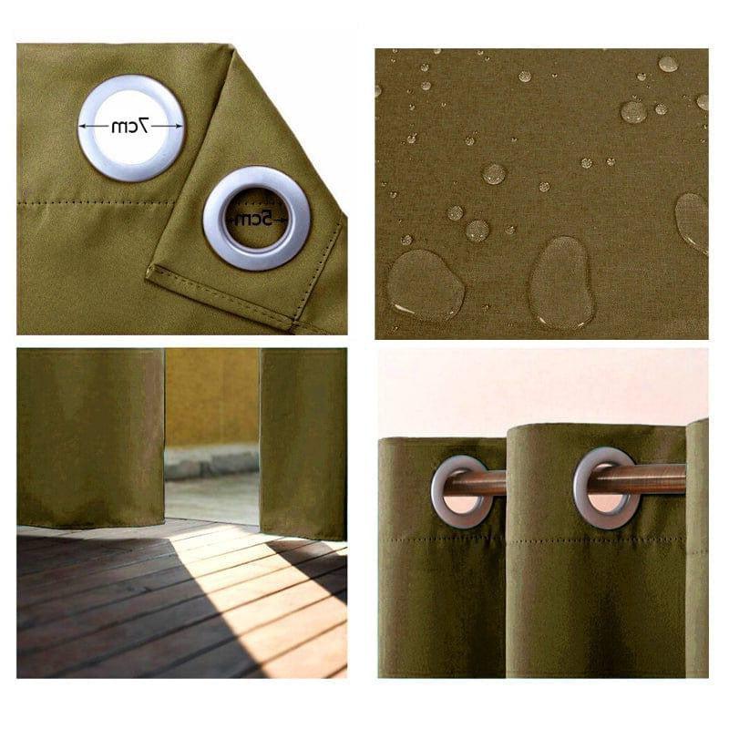 Rideau occultant vert pour intérieur et extérieur avec œillets, résistant à l'eau. Idéal pour bloquer la lumière du soleil tout en ajoutant une touche élégante à votre espace. Convient pour le salon, la chambre ou la terrasse. Dimensions disponibles avec mesures précises pour une installation facile.