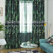 rideau moderne opaque motif feuilles tropicales voilage transparent tropical haut setSize 200x245cm setSize 200x260cm