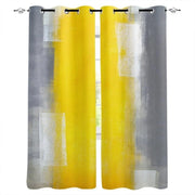 rideaux salon jaune gris modernes motif abstrait deux pièces tringle