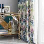 rideau moderne floral opaque voilage transparent tropical beige bleu violet vert blanc
