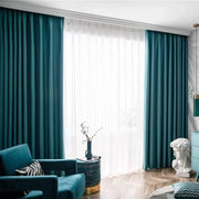 rideau scandinave bleu turquoise blanc moderne opacité voilage texturé transparence élégant tringle rideau