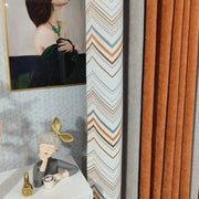 rideau armoire moderne beige orange gris zigzag velouté opaque