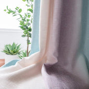 rideau voilage rose violet bleu clair texturé semi transparent doux moderne liens nouer chambre
